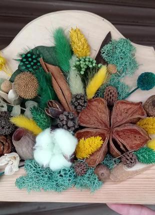 Настенный декор, панно, ключница, сухоцветы