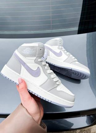 Женские кроссовки nike air jordan retro 1 gray violet 💜