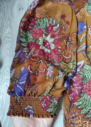Стильна легка блуза батал великлго розміру в квіти5 фото