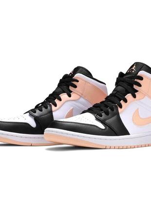 Оригинальные кроссовки nike air jordan 1 mid crimson tint pink/white/black2 фото