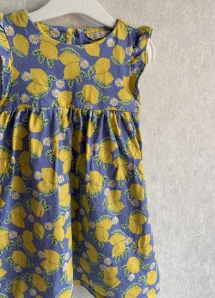 Платье сарафан летнее с лимончиками на 2-3 года