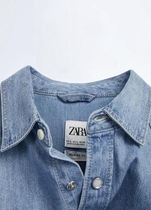 Блакитна джинсова сорочка вільного крою з нової колекції zara розмір l,xl4 фото