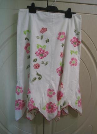 Летняя натуральная юбка миди на р.50/uk14