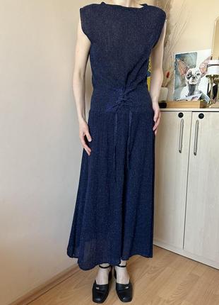Длинное синее платье макси с блестками reserved1 фото