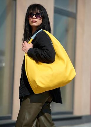 Женская сумка sambag hobo l желто-голубая7 фото