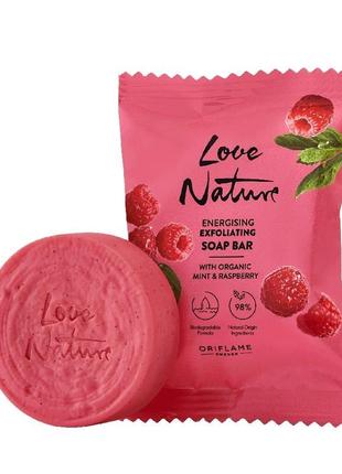 Відлущувальне мило love nature organic mint & raspberry — очисне тверде мило