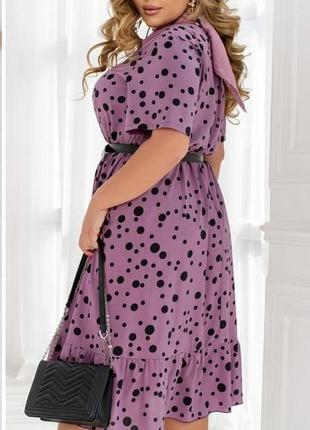 Платье женское миди средней длины с коротким рукавом летнее легкое батал батальное фиолетовое4 фото