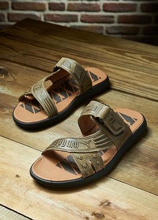 Мужские шлёпанцы/шлепки puma, шкіряні шльопанці/шльопки пума