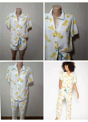 Набор для сна пижама женская. пижама женская cyberjammies молочный с лимонным принтом1 фото