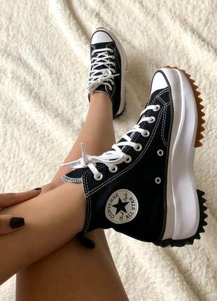 Высокие кеды на платформе converse run star hike black