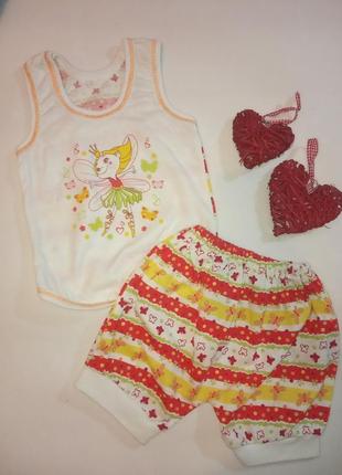 Легкая летняя пижама пижамка майка шорты под памперс