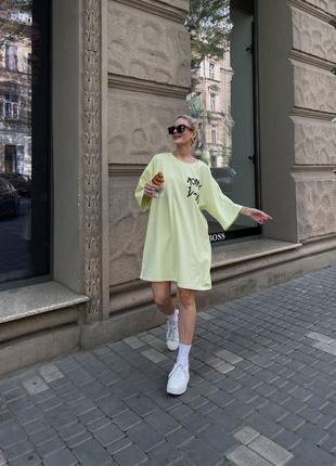 Жіноча сукня коротка оверсайз плаття-футболка дональд дак сіра малинова голуба зелена бежева натуральна літня