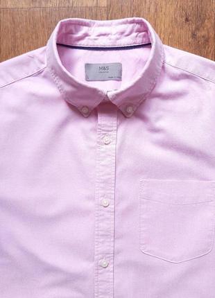 Тенниска розовая сиреневая marks&spencer laundered oxford размер xl, l