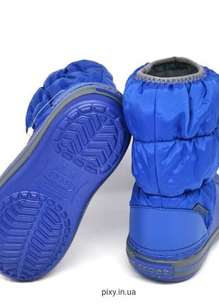 Зимові дитячі чоботи крокс crocs winter puff boot kids blue/light grey (14613) дутики2 фото