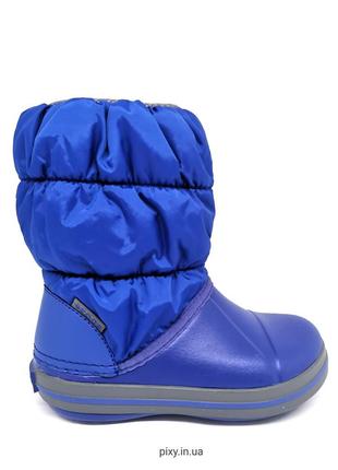 Зимние детские сапоги крокс crocs winter puff boot kids blue/light grey (14613)
