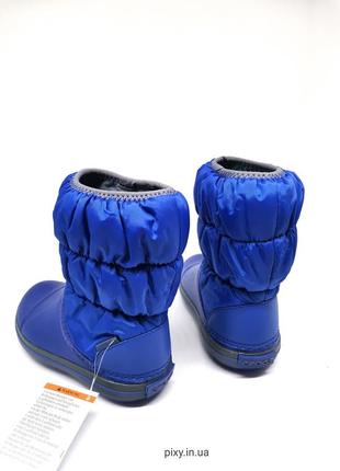 Зимние детские сапоги крокс crocs winter puff boot kids blue/light grey (14613)