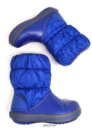 Зимние детские сапоги крокс crocs winter puff boot kids blue/light grey (14613)