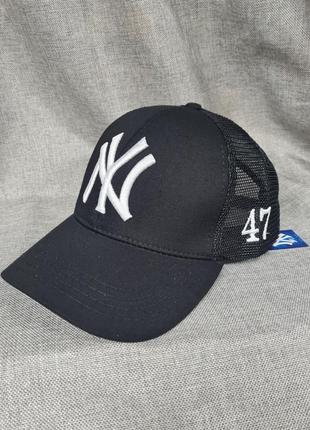 Бейсболка ny yankees мужская женская унисекс, бейсболка с сеточкой лето, мужская бейсболка черная сетка, бейсболка ню