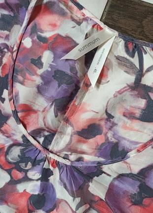 Летняя шелковая легкая туника в цветочный принт3 фото