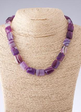 Бусы агат  фиолетовый  44 см