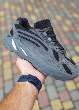 Чоловічі літні кросівки adidas yeezy 700 v3 azael темно сірі модні кросівки адідас ізі 700