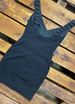 Женское короткое платье с камушкам zara (зара срр идеал оригинал черно-серебристое)2 фото