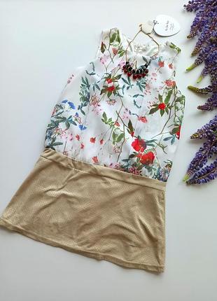 Сукня для дівчинки to be too tf15196 в квіти з кольє в комплекті 146, 152 см