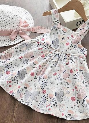 Комплект 80 см 90 сарафан и шляпа костюм набор на лето панама шляпа платье