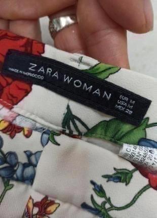 Стильные брюки в цветочный принт zara., высокая посадка.4 фото