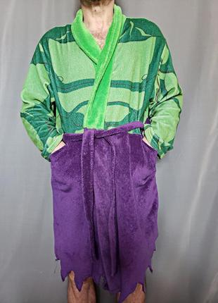 Банний халат marvel халк теплий плюшевий піжама костюм оксамит для сну original one size3 фото