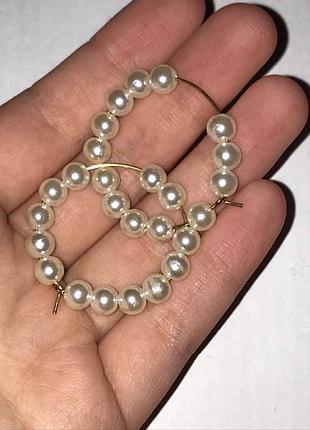 Сережки кольца жемчужные