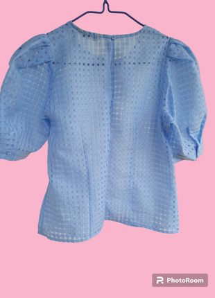 Красивая легкая блуза голубая футболка рубашка с рукавами фонариками stradivarius2 фото