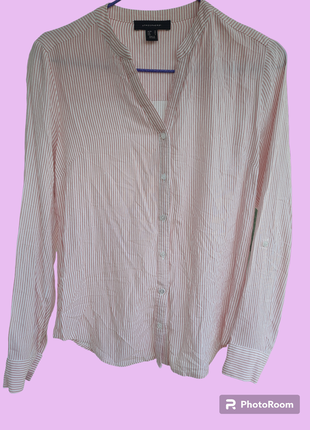 Нежно бело розово персиковая блуза рубашка в полоску от atmosphere1 фото