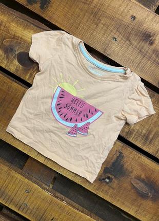 Дитяча бавовняна футболка з принтом primark (прімарк 6-9 міс 68-74 см ідеал оригінал різнокольорова)