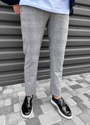 Серые классические брюки штаны в клетку большие размеры сірі класичні брюки у великих розмірах