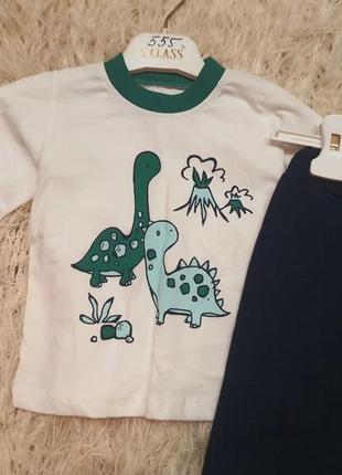 Хлопковый костюм динозавр, комплект штаны и кофта, лонгслив2 фото