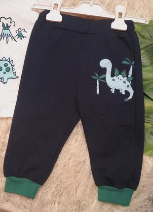 Хлопковый костюм динозавр, комплект штаны и кофта, лонгслив3 фото