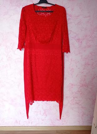 Красное платье 54 размер, с поясом