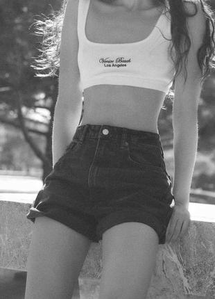 Джинсовые шорты чёрные бермуды mon fit zara 38