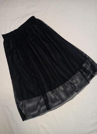 Черная брендовая юбка-сетка юбка-миди2 фото