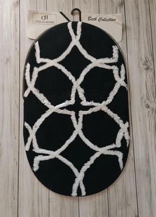 Набір овальних килимків для ванної кімнати chilai home туреччина чорний1 фото