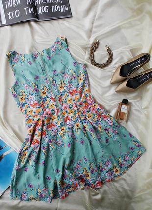 Летнее легкое платье цветочный принт юбка солнцеклеш2 фото