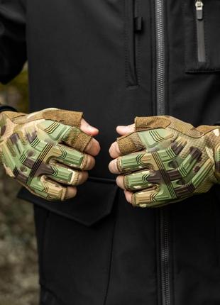 Рукавиці тактичні безпалі force камуфляж