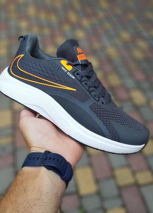 Чоловічі літні кросівки nike zoom сірі з помаранчевим модні кросівки найк зум чудової якості