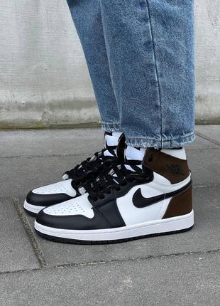 Знижка nike air jordan 1 dark mocha чоловічі жіночі кросівки найк джордан чорні коричневі скидка мужские женские кроссовки черные коричневые с белым