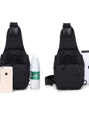 Качественная тактическая сумка, укрепленная мужская сумка, рюкзак тактическая слинг. цвет: черный4 фото