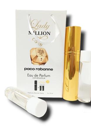 Духи женские 3в1 pacco rabanne lady million 45 мл. (пако рабан леди миллион)