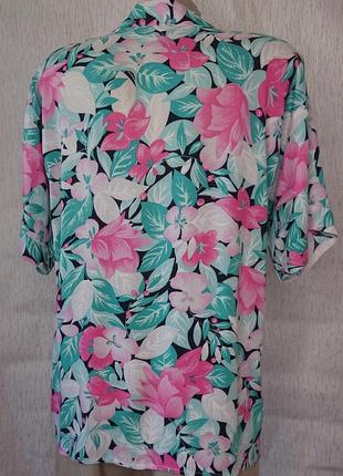 Винтажная натуральная блуза цветочный принт 100%вискоза2 фото