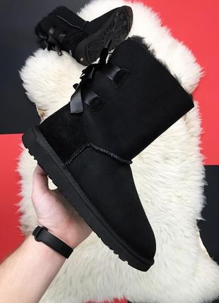 💞зимние угги💞женские замшевые уги ugg bailey bow ii black