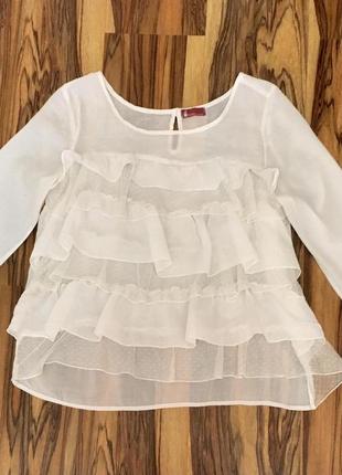 Французская роскошная летняя блуза с воланами "fifilles de paris" молочного цвета1 фото